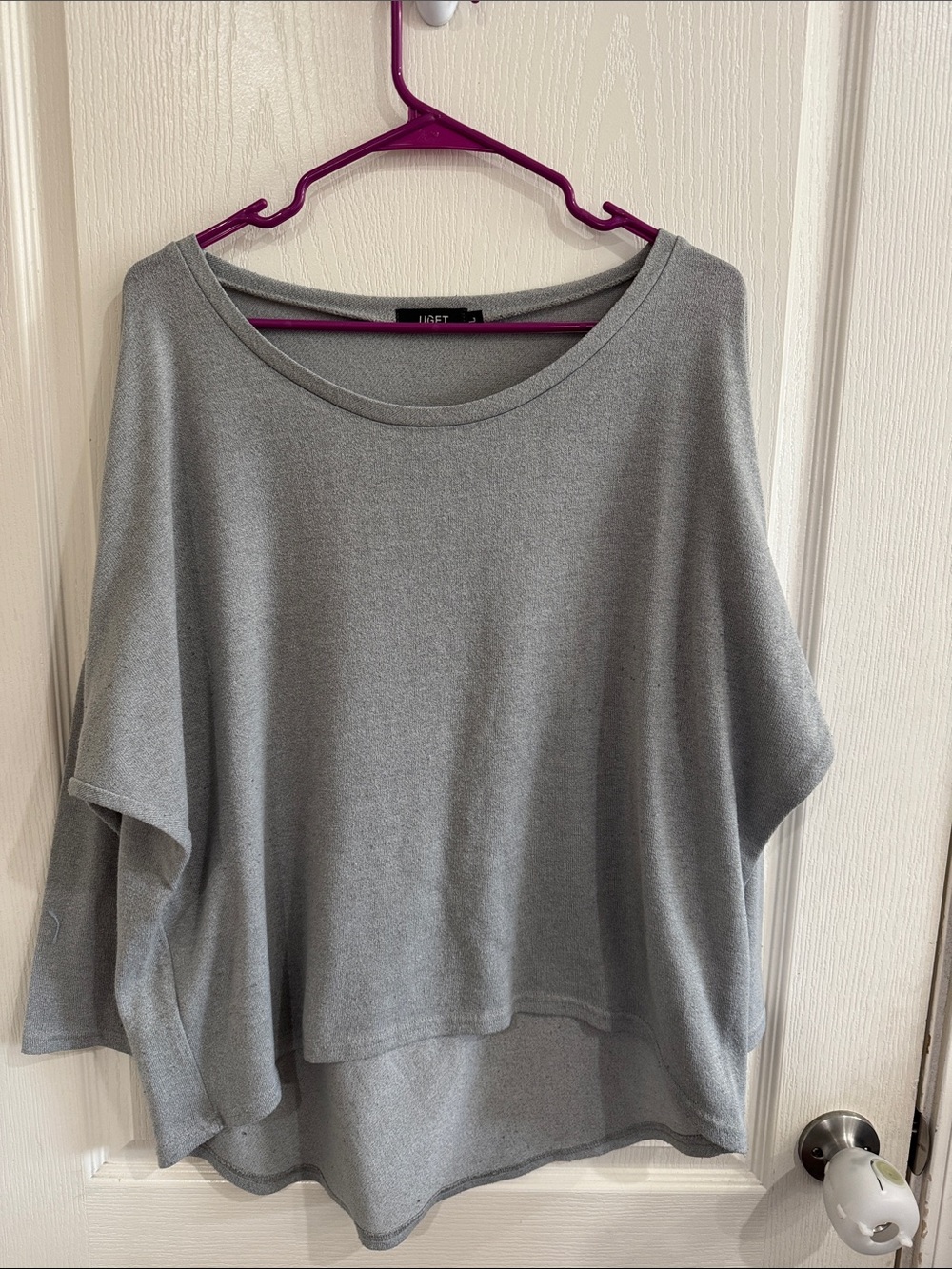 Loft Light Gray Relaxed Scoop-Neck Pullover Sweater